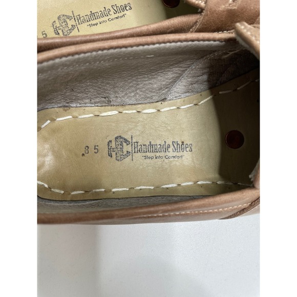 Handmade Leather Loafers Womens Slip On Comfort Shoes Brown Casual Size 8.5 - Picture 6 of 12